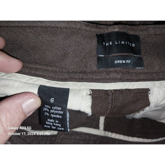 The Limited Drew Fit Pants Cotton Blend Flare Leg Brown 32 Waist 32 inseam SZ 6 - Picture 7 of 8